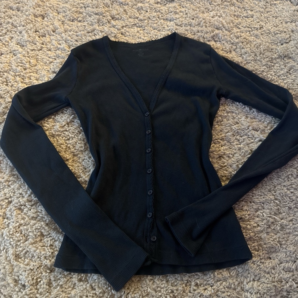 Brandy Melville Navy Ribbed Top